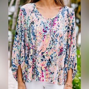 NWT Shop the Mint "Just You Wait Peach & Royal Floral Blouse"